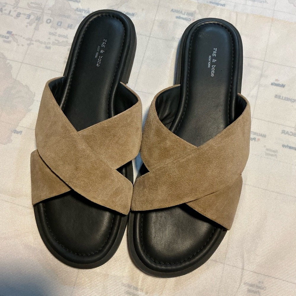 Rag & Bone Brown Suede Cross Strap Sandals 8.5